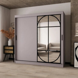 Arte Lugo 200Cm Cashmere Mirrored Sliding Wardrobe For Soft Bedroom Style - thumbnail 1
