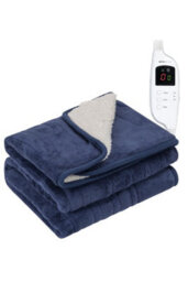 Monhouse Heated Throw - Electric Blanket - Digital Controller - 9Hr Timer, 9 Heat Settings - Single 130X160Cm - Navy Shearling - thumbnail 1