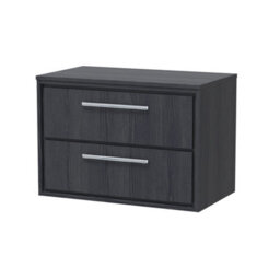 Hudson Reed Lille Wall Hung 2 Drawer Countertop Vanity Unit & Worktop, Graphite Woodgrain Finish, 805 X 460 mm - thumbnail 1