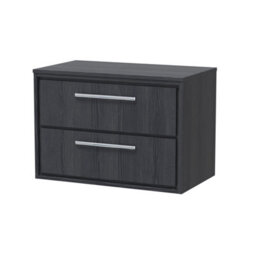 Hudson Reed Lille Wall Hung 2 Drawer Countertop Vanity Unit & Worktop, Graphite Woodgrain Finish, 805 X 460 mm - thumbnail 2