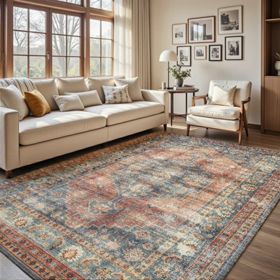 Decoranddecor Area Rugs, Living Room Rugs, Washable Rugs, 160X230Cm, Non-Slip, Pet Friendly, Low Pile, Persian Rug - Calmere - image 1
