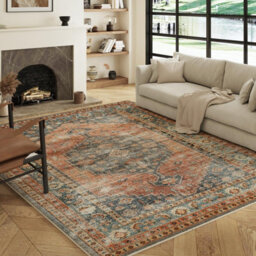 Decoranddecor Area Rugs, Living Room Rugs, Washable Rugs, 160X230Cm, Non-Slip, Pet Friendly, Low Pile, Persian Rug - Calmere - thumbnail 4