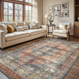 Decoranddecor Area Rugs, Living Room Rugs, Washable Rugs, 160X230Cm, Non-Slip, Pet Friendly, Low Pile, Persian Rug - Calmere - thumbnail 1