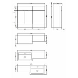 Hudson Reed Fusion 1105mm Left-Hand Wc Vanity Unit With Polymarble Basin, Anthracite Woodgrain - thumbnail 3
