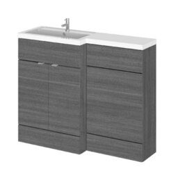 Hudson Reed Fusion 1105mm Left-Hand Wc Vanity Unit With Polymarble Basin, Anthracite Woodgrain - thumbnail 1