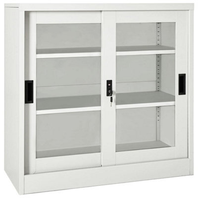 Vidaxl Sliding Door Cabinet Light Grey 90X40X90 Cm Steel - image 1
