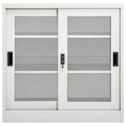 Vidaxl Sliding Door Cabinet Light Grey 90X40X90 Cm Steel - thumbnail 2