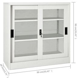 Vidaxl Sliding Door Cabinet Light Grey 90X40X90 Cm Steel - thumbnail 9