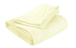 100% Cotton Soft Hand Woven Leightweight Adult Cellular Blanket, Single 180 X 230Cm - Lemon