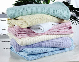 100% Cotton Soft Hand Woven Leightweight Adult Cellular Blanket, Single 180 X 230Cm - Lemon - thumbnail 2