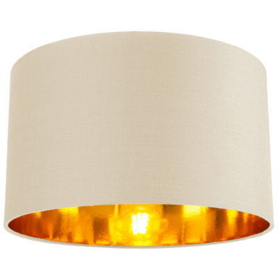 Happy Homewares Contemporary Cream Cotton 14 Table/pendant Lamp Shade With Shiny Copper Inner - image 1
