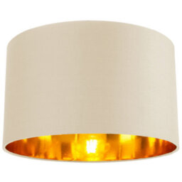 Happy Homewares Contemporary Cream Cotton 14 Table/pendant Lamp Shade With Shiny Copper Inner