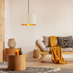 Happy Homewares Contemporary Cream Cotton 14 Table/pendant Lamp Shade With Shiny Copper Inner - thumbnail 5