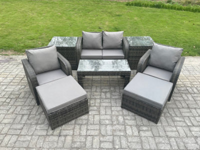 Fimous Wicker Pe Rattan Garden Furniture Set Outdoor Lounge Sofa Set With Reclining Chair Coffee Table For Balcony - image 1