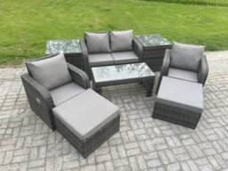 Fimous Wicker Pe Rattan Garden Furniture Set Outdoor Lounge Sofa Set With Reclining Chair Coffee Table For Balcony - thumbnail 2