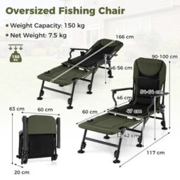 Costway Foldable Fishing Chair For Adults All-Terrain Camping Chair With Detachable Footrest - thumbnail 2