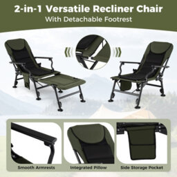 Costway Foldable Fishing Chair For Adults All-Terrain Camping Chair With Detachable Footrest - thumbnail 7
