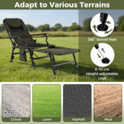 Costway Foldable Fishing Chair For Adults All-Terrain Camping Chair With Detachable Footrest - thumbnail 4