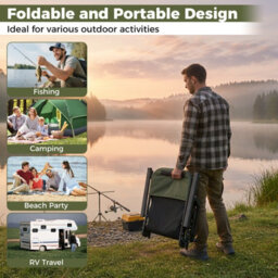 Costway Foldable Fishing Chair For Adults All-Terrain Camping Chair With Detachable Footrest - thumbnail 9