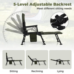 Costway Foldable Fishing Chair For Adults All-Terrain Camping Chair With Detachable Footrest - thumbnail 8