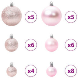 Vidaxl Christmas Bauble Set With 150 Leds 61 Pcs Pink Plastic - thumbnail 4