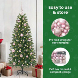 Vidaxl Christmas Bauble Set With 150 Leds 61 Pcs Pink Plastic - thumbnail 9