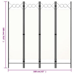 Berkfield Practical 4-Panel Room Divider Cream White 160X180 Cm - thumbnail 6