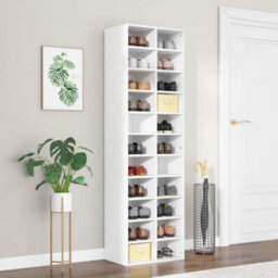 Berkfield Durable Shoe Cabinet White 54X34X183 Cm Engineered Wood - thumbnail 2
