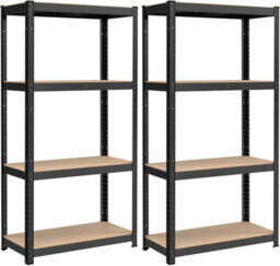 Songmics Boltless Steel Shelving Unit, Set Of 2, 4-Tier Storage Rack For Garage And Shed, Black - thumbnail 9