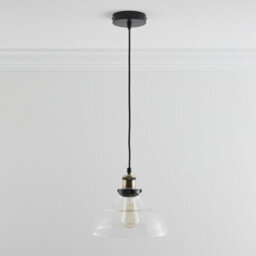 K Living Jack One Light Hanging Clear Glass Ceiling Pendant With Filament Bulb