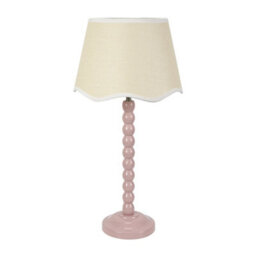 Valuelights Bobbins Painted Rose Table Lamp With Linen Scallop White Trim Shade - thumbnail 2