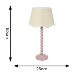 Valuelights Bobbins Painted Rose Table Lamp With Linen Scallop White Trim Shade - thumbnail 4