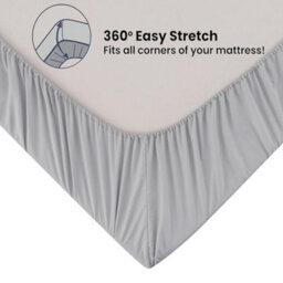 Ameha Silver Fitted Sheet 40Cm Extra Deep Pocket Bed Sheets Double 137X190Cm, Breathable & Anti Allergic Bedding Sheet - thumbnail 5