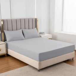 Ameha Silver Fitted Sheet 40Cm Extra Deep Pocket Bed Sheets Double 137X190Cm, Breathable & Anti Allergic Bedding Sheet - thumbnail 2