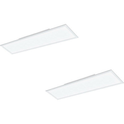 2 Pack Of Modern White Aluminium Led Ceiling Lights - 1200mm X 300mm 40W 4000K - image 1