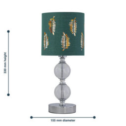 First Choice Lighting Set Of 2 Chrome Two Ball Table Lamps With Dark Green Fern Shades - thumbnail 7