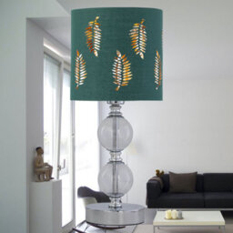 First Choice Lighting Set Of 2 Chrome Two Ball Table Lamps With Dark Green Fern Shades - thumbnail 5