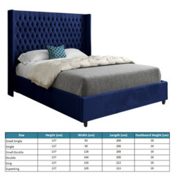 Serenova Straight Winged Upholstered Soft Velvet Designer Bed Frame - thumbnail 5