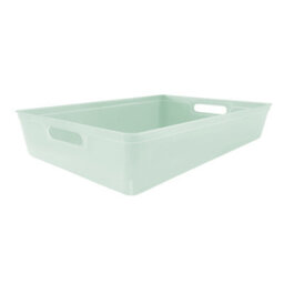 Simpa 6Pc 6L Sage Green Plastic Storage Basket Studio Organiser Trays With Handles - thumbnail 2