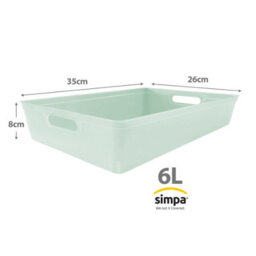 Simpa 6Pc 6L Sage Green Plastic Storage Basket Studio Organiser Trays With Handles - thumbnail 3