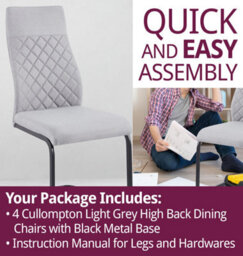 Hallowood Furniture Cullompton Light Grey High Back Dining Chairs With Black Metal Base X4 - thumbnail 7
