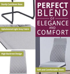 Hallowood Furniture Cullompton Light Grey High Back Dining Chairs With Black Metal Base X4 - thumbnail 5