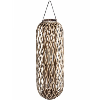 Hill Interiors Standing Wicker Lantern Brown (Huge (H110Cm X W15Cm X D21Cm)) - image 1