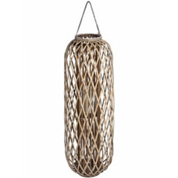 Hill Interiors Standing Wicker Lantern Brown (Huge (H110Cm X W15Cm X D21Cm)) - thumbnail 1