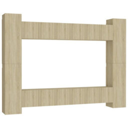 Walplus 10 Piece Tv Cabinet Set Sonoma Oak Engineered Wood - thumbnail 2