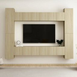 Walplus 10 Piece Tv Cabinet Set Sonoma Oak Engineered Wood - thumbnail 1