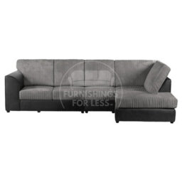 Furnishings For Less UK Luxor Black And Grey Jumbo Cord Large 5 Seater Corner Sofa Long Right Hand Facing - Full Back - thumbnail 1