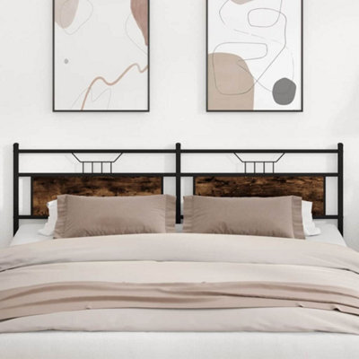 Berkfield Headboard Smoked Oak 193 Cm Engineered Wood And Steel - image 1