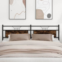 Berkfield Headboard Smoked Oak 193 Cm Engineered Wood And Steel - thumbnail 1