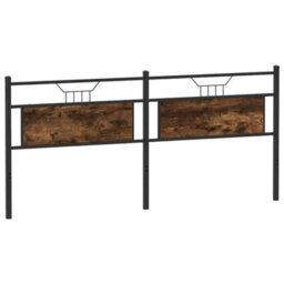 Berkfield Headboard Smoked Oak 193 Cm Engineered Wood And Steel - thumbnail 2
